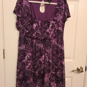 Torrid Purple Lace Print Midi Dress